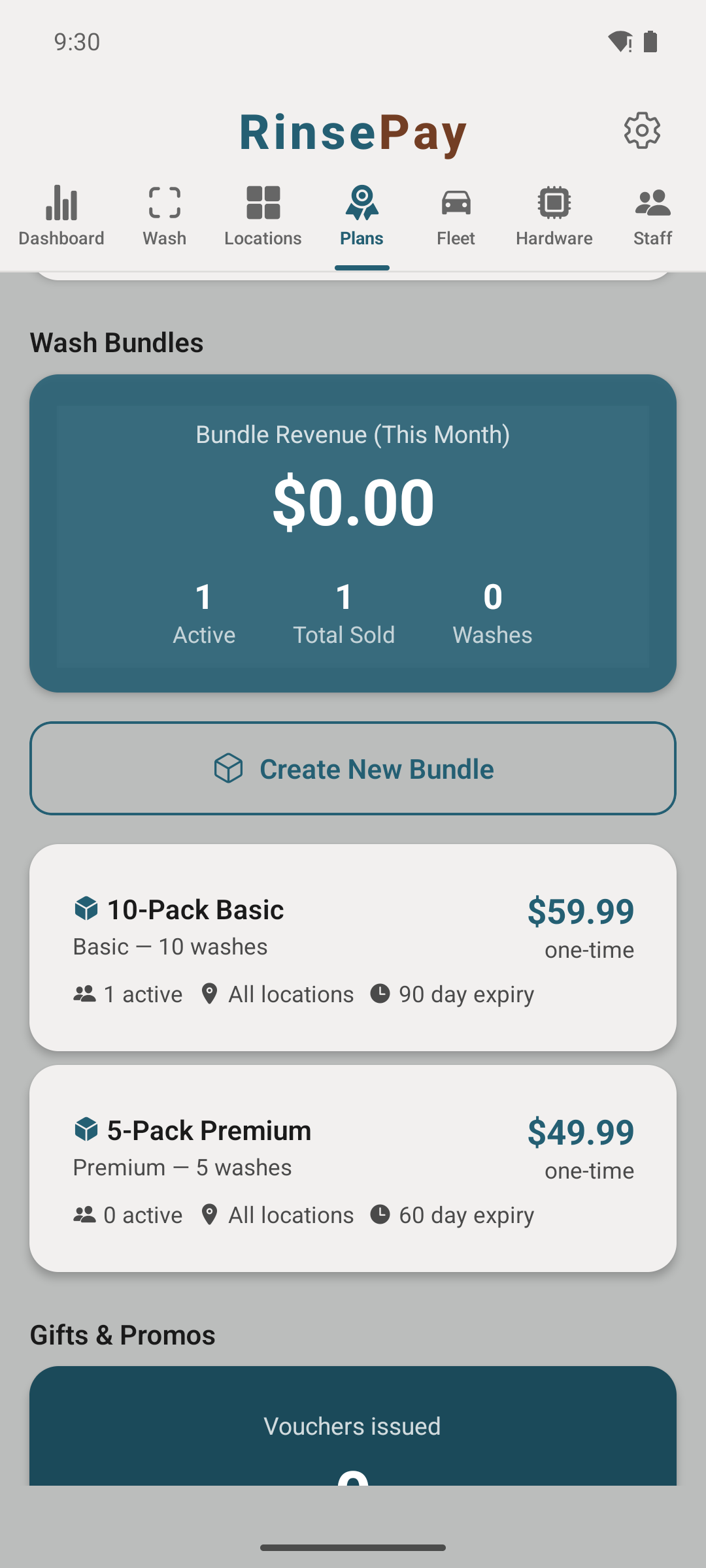 Bundle sales dashboard.